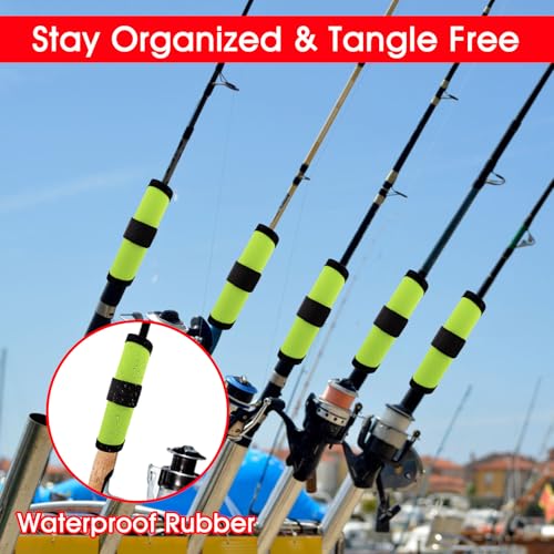 Larrel 6 Pack Fishing Lure Wraps Fishing Rod Sleeves Lure Cover Fish Hook Covers Bait Storage Protectors Rod Sleeve Guard, Green