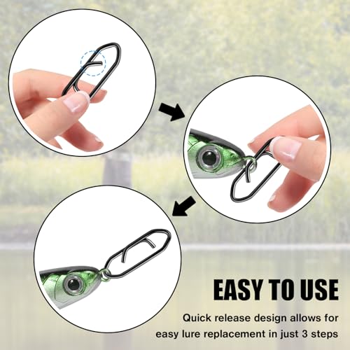 Speed Clips for Fishing Lures, Fishing Speed Clips, Fishing Snaps Saltwater, Freshwater Stainless Steel, Fishing Quick Clips, Fishing Clips Quick Change - color: Small