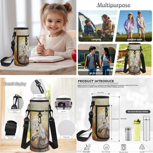 Horse Backpack for Kids Boys Preschool Elementary Backpacks with Reusable Lunch Bag Pencil Case Pouch Water Bottle Carrier Bag 4 PCS Set - color: Horse
