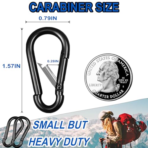 120PCS M4 Heavy Duty Carabiner Clip, 1.57Inch Snap Hook Quick Link Small Carabiner Clips,Spring Link Buckle for Fishing Camping Hammock Dog Leashes-110LBS Holding Capacity (Black) - color: Black, size: 120PCS-M4