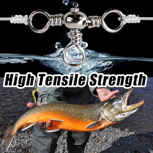 50pcs 3 Ways Ball Bearing Swivels FS/ZH-04 | Fishing Terminal Tackle Kit, Barrel Swivels Fishing Tackle Kit,for Crankbaits Sinker Weights, Connectors Saltwater - color: Silver, size: 4#+5#+2#+1/0#+3/0#