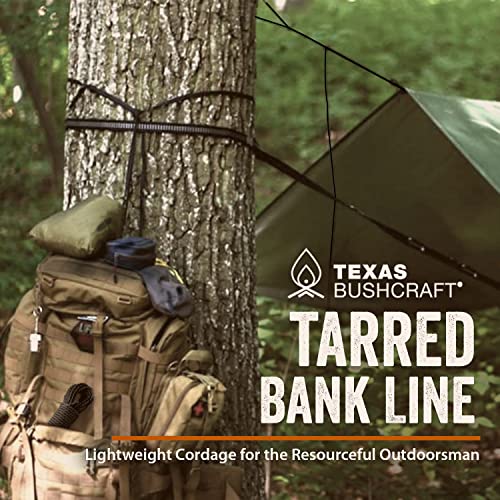 Texas Bushcraft Tarred Bank Line Twine - #36 Black Nylon String for Fishing, Camping and Outdoor Survival – Strong, Weather Resistant Bankline Cordage for Trotline - style: Twisted