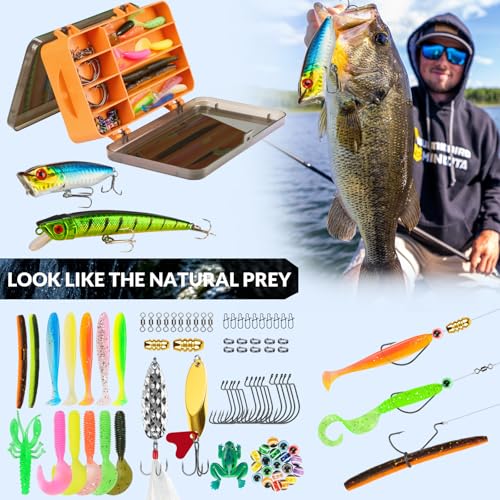 THKFISH Fishing Backpack with Tackle Boxes, 20L Waterproof Tackle Sling Bag with Lures Kit, Fish Lip Gripper, Pliers, Scissors, Fishing Gifts for Men Women - color: Black Fishing Backpack with Tackle Boxes