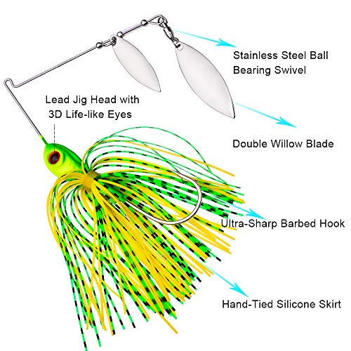 Spinnerbait Fishing Lure, Hard Metal Jig Spinner Baits Kits Swimbait for Bass Trout Pike Salmon Walleye Freshwater Saltwater 5pcs/Pack - color: Spinnerbait 5pcs/set 1, size: 3/8oz