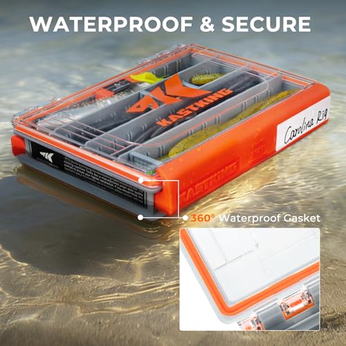 KastKing HyperSeal 3500 Double-Sided Waterproof Fishing Tackle Box – Adjustable Dividers, EVA Foam Jig Storage, Lure & Terminal Tackle Organizer,2 Pack - color: Orange, size: 3500(2 Pack)