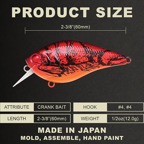 LUCKY CRAFT LC 1.5 Silent Squarebill Crankbait Fishing Lure, 2-3/8", Bass Fishing Lures for Freshwater, Hard Crankbait with Treble Fishing Hooks, Fishing Accessories - color: 137 Craw