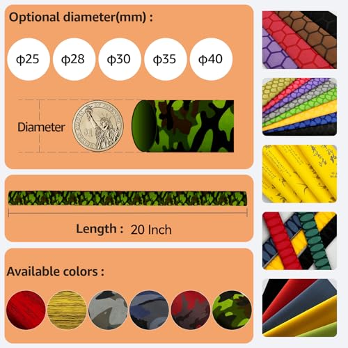 Camo Pattern Heat Shrink for Tennis Rackets & Tool Handles - No Residue, Durable Fit (30mm Diameter, 1.65 ft Length, Gray Camo Color) - color: Green Camo, size: 25mm dia. x 1.65 ft long