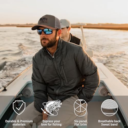 Fishing Gifts for Men - Snapback & Trucker Hats - American Flag Outdoor Fishing Hat - color: 03.grey Green(bassflag)