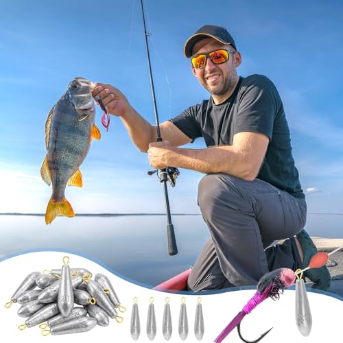 Landhoow Drop Shot Fishing Sinker Weights Kit Freshwater Catfishing Fishing Sinker Bass Casting Removable Line Saltwater Streamlined Snap Weight for Trolling Surf Tackle - size: 2.1 oz