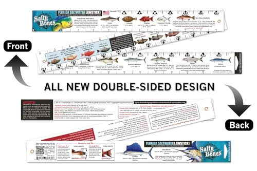 Salty Bones Florida Saltwater Lawstick - Double-Sided 36" Folding Fishing Ruler with Florida's Atlantic and Gulf Guidelines - Made in the USA - Updated for 2026