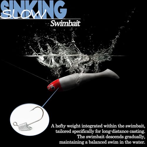 Soft Fishing Lures Shad Minnow Swimbaits, Pre-Rigged Jig Heads Paddle Tail Swim Baits for Bass, Trout, Walleye, Crappie, Sinking Jigs Bait for Saltwater Freshwater, Fishing Gifts for Men - color: A6-Weedness Pre Rigged Swim Baits-10pcs- 3.15inch