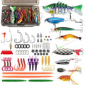SMMYMGF Fishing Lures Tackle Box Kit,Saltwater Freshwater Fishing Gear and Equipment,Including Bionic Swimbait,Top Water baits,Soft Plastic Baits, Accessories etc for Bass,Trout, Salmon. - color: 77pcs Fishing Tackle Box