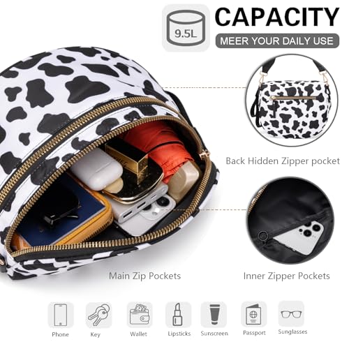 Pure Colour Crossbody Bum Bags for Women Spacious Checkered Cross body Bag Nylon Trendy Fanny Pack for Travel - color: Cow Pattern