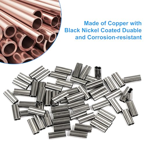 AGOOL Mini Copper Double Barrel Crimp Sleeves Kit - 300pcs/box High Strength Brass Copper Crimping Loop Sleeve Fishing Line Tube Connector Kit, Size 0.8-2.6mm - style: 300pcs(0.8-1.8mm)