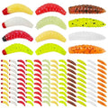 120Pcs Fake Maggots Bass Fishing Worms Lures Soft Plastic Fake Worms Ice Lure Fishing Baits for Bluegill Crappie Walleye Perch