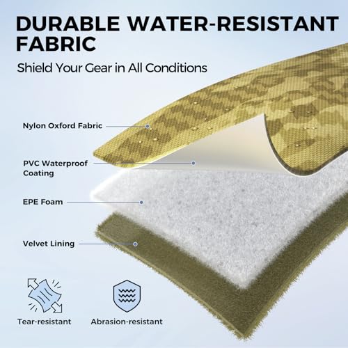 KastKing BaitSpace Line Management Bag, Fishing Line Storage Bag with Water Resistant Nylon, Clear View Window, Removable Divider, Tangle-free Leader Line Holder - color: C: Khaki Camo-Medium
