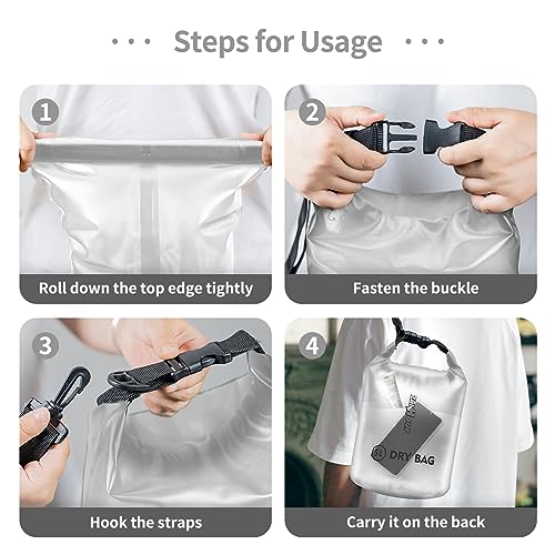 Waterproof Dry Bag - Roll Top Transparent Storage Bag,2L/5L/10L/20L,Suitable for Traveling, Swimming, Kayaking, Camping, Fishing, Rainy Day Trips - color: White, size: 5L
