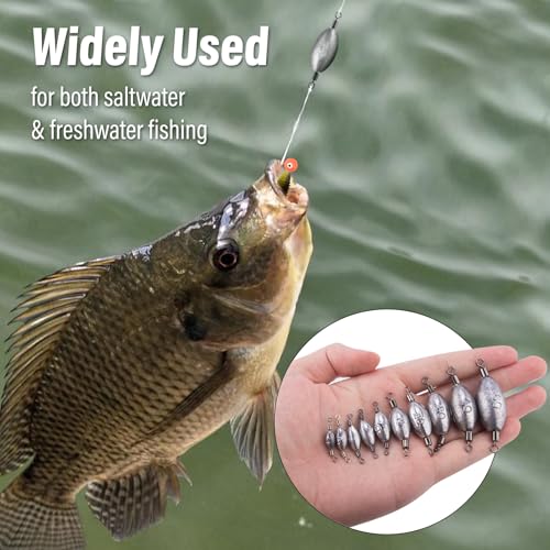Dr.Fish 20 Pack Inline Trolling Weights Swivel Egg Sinkers Oval Line Sinker Catfishing Saltwater Freshwater Fishing - size: 2oz-20 Pack
