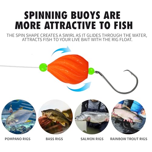 51pcs Floats Pompano Rigs Surf Fishing Rig Floats Cylindrical, Spin, Trout, bass, Salmon Fishing rigs with Tackle Box