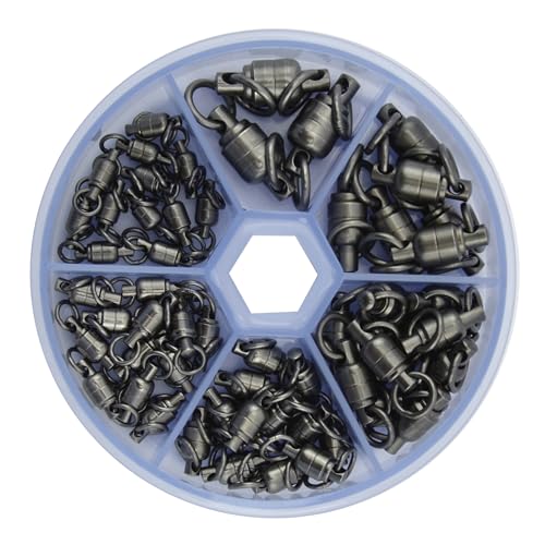 AFW Tackle Rigging Kits – Complete Saltwater Fishing Rigging Kit with Crimp Sleeves, Terminal Tackle, Storage Box, and Components for Fishing Leader Rigging & Lure Making Supplies - style: Brass Ball Bearing Swivels Kit