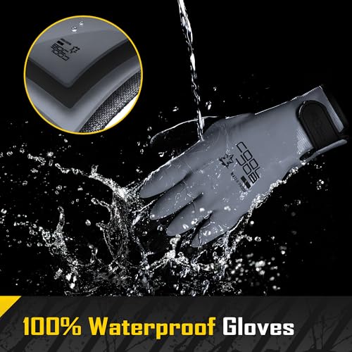 COOLJOB Thermal Warm Winter Work Gloves with Grip, Rubber Coated Touchscreen Waterproof Freezer Gloves for Warehouse, 1 Pair - color: Dark Gray, size: Small