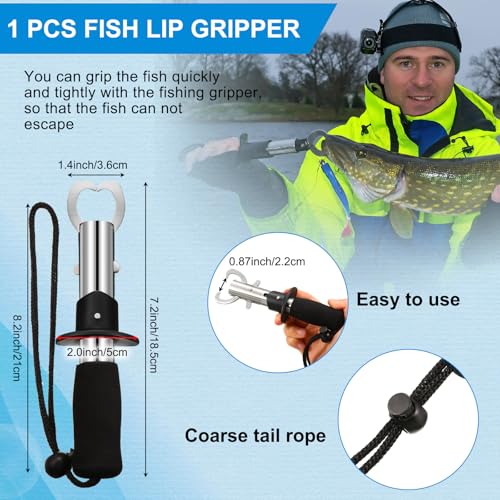 Honoson Fishs Hook Remover Tools Kit Include 1 Pcs Handheld Digital Fish Scale and Fishing Hook Remover Tool and Fish Lip Gripper and Fishing Plier with Sheath and 2 Pcs Fishs Tool Lanyards - color: Silver