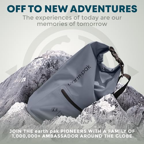 Earth Pak Waterproof Dry Bag with Zippered Pocket - Waterproof Dry Bag Backpack Keeps Gear Dry - color: Gray, size: 10L