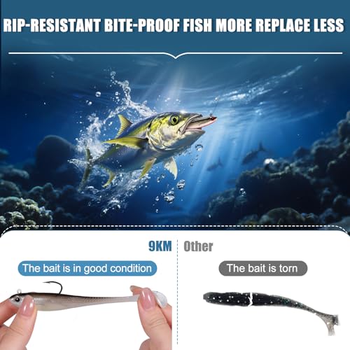 9KM DWLIFE Fishing Lures Pre-Rigged Soft Fishing Lures Bass Bait for Freshwater Saltwater Soft Plastic Lures for Bass Trout Walleye Fishing Gift