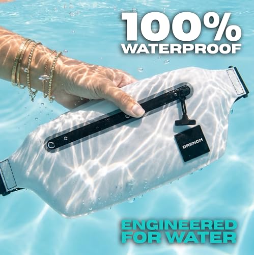 DRENCH Waterproof Waist Pouch & Floating Phone Case Set | IPX8 Submersible Dry Bag Fanny Pack & Waterproof Belt Bag for Swimming, Boating, Yacht Trips, Resorts, SUP & Snorkeling | iPhone Pro Max - color: White