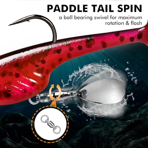 TRUSCEND Duramax Pre-Rigged Fishing Lures with BKK Jig Hooks, 10X Tear-Resistant TPE Soft Swimbaits for Bass Striper Trout Crappie Walleye Grouper, Lifelike Fishing Baits for Saltwater and Freshwater - color: C-2"-5/32oz