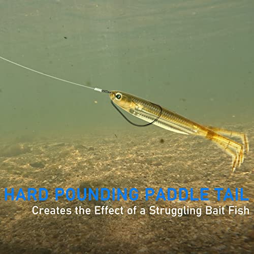 Dr.Fish Paddle Tail Swimbaits, Soft Fishing Lures for Bass Fishing 2.75-4.75 Inches, Freshwater & Saltwater Soft Plastic Baits Swim Shad Bait Minnow Lures Drop Shot - color: Brown, size: 4.75"-5 Pack