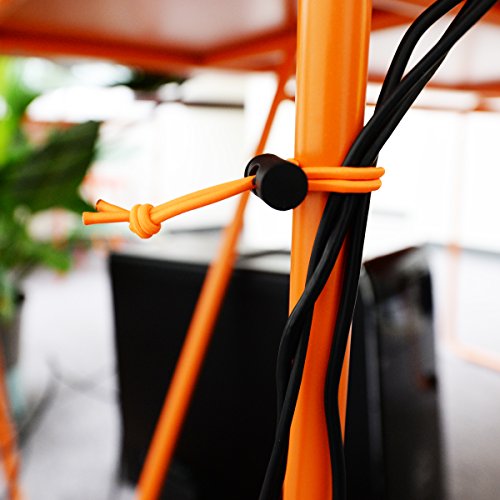 Foto&Tech Multipurpose Extra Thick Elastic Cable Tie and Organizer, Adjustable Cable Strap Toggle Tie, Reusable Tangle Tamer, Cable Management for Cord and Cable (10x 16CM, Orange) - color: Orange, size: 10 x 16 CM