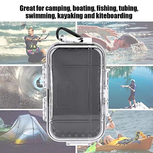 Tiiyee Small Waterproof Storage Case, Outdoor Survival Waterproof Dry Box | Protective Case Shockproof Airtight Carry Box Container Floating Hard Shell for EDC Tools Phone Keys Watches Travel Fishing - color: transparent