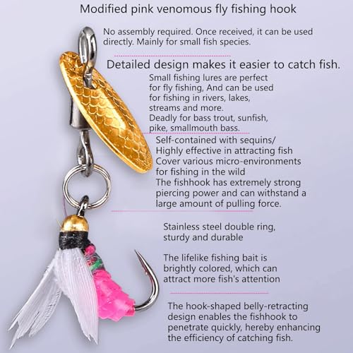 Trout Spinners-10PCS Fly Fishing Lures Fly Fishing Flies Wet Flies Lures with Spinner for Bass Sunfish, Pike，Artificial Bait Hooks for Bass Trout Salmon Fishings,Suitable for Freshwater and Saltwater