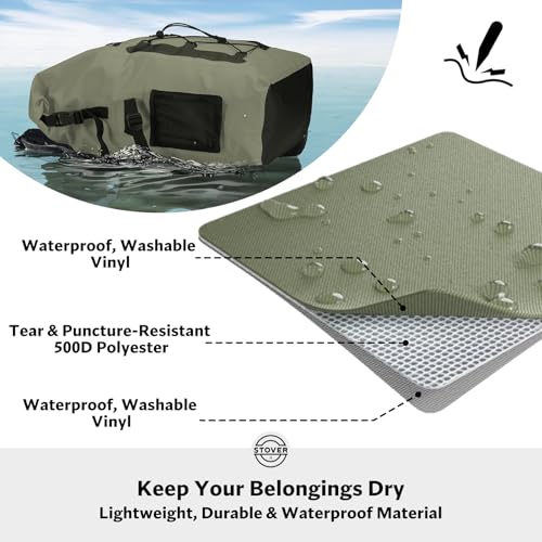 STOVER 5/10/25/30/40/55L Waterproof Dry Bag- Roll-Top Backpack w/Phone Case- Kayaking, Hiking, Camping, Boating- Men/Women - color: 55l Green (With Phone Case), size: 55L