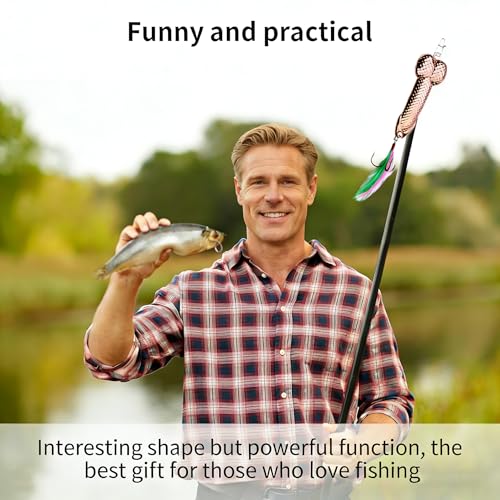 4Pcs Rose Gold Fishing Lures - Metal Luminous Spoon Lures with Sharp Hooks, Funny Gag Gift for Men, Father's Day/White Elephant Gift for Anglers, Suitable for Bass & Trout