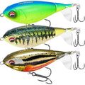 TRUSCEND Popobait Easy Catch Fishing Lures with BKK Hooks, Instant Startup, Longer Cast, Balanced Spray/Sound/Swim, Plopper Topwater Lures for Bass, Trout, Pike, Walleye, Freshwater Saltwater Fishing - color: B3-4.3",0.8oz