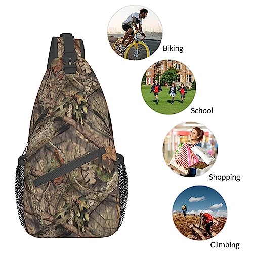 VOOHDDY Camo Hunting Camouflage Forest Sling Bag For Women Men Travel Hiking Backpack Crossbody Shoulder Chest Bags Casual Daypack Sport - color: Camo Hunting Camouflage Forest