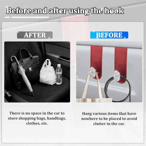 Zpana 2PCS Bling Car Co-Pilot Glovebox Hook, Crystal Rhinestone Vehicle Passenger Seat Hanger for Purse Handbag Umbrella, Automotive Glove Box Storage Organizer, Universal for Truck SUV Van (Red) - color: Red