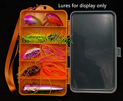 Toasis Two Sided Plastic Box Fishing Lure Storage Container Organizer Small Fishing Tackle Box - color: Orange