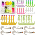Soft Plastic Fishing Lure Jig Head Hook Kit,Grub Worm Lures Crappie Jigs Head Grub Tail Swimbait Tube Bait Jigs for Saltwater Freshwater, Trout Crappie Fishing - color: 17PCS Sets (2 Packs)