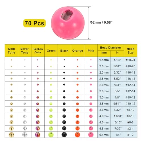PATIKIL Fly Tying Tungsten Beads, Tungsten Slotted Beads for Fly Tying Jig Hooks - color: Pink, size: 2mm