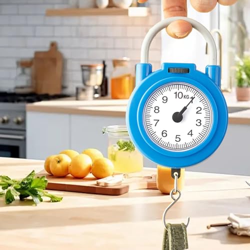 Haofy Handheld Scale, Fishing Hanging Scale Mechanical Kitchen and Fish Fishing Scale Multi Purpose Portable Hand Held Dial Weight Scale - color: Blue
