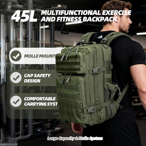LUPU TACTICAL Backpack for Men and Women 45L ，Army Green