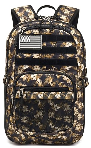 Wotony Military Tactical Backpack for Men Army 3 Days Assault Pack Bag with Molle System for Outdoor Adventures (yellow maple leaf, 25L) - color: Yellow Maple Leaf, size: 25L