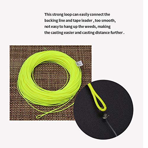 100FT WF3F WF5F WF8 Fly Fishing Line Combo Weight Forward Fly Line with Braided Backing Tapered Leader Preload Fly Line with Welded Loop - color: Fluo Yellow, size: 9 feet