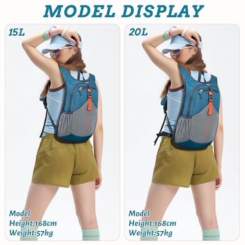 BECOJADDE 15L Small Hiking Backpack for Men Women Foldable Packable Back Pack Ultralight Hiking Daypack for Travel Camping Outdoor, Turquoise - color: Turquoise, size: 15L