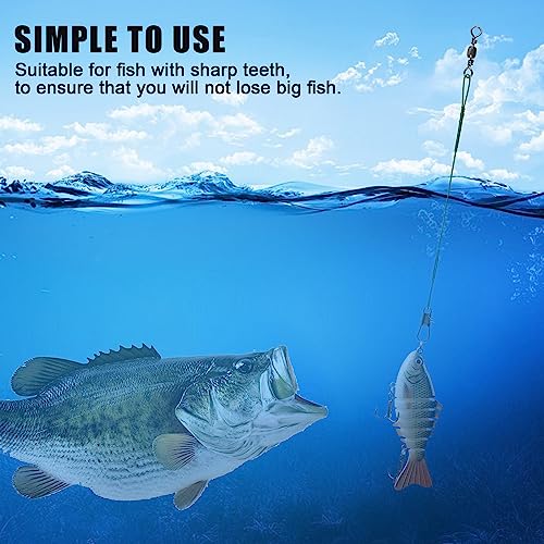 Fishing Leaders Saltwater,60pcs Stainless Steel Wire Leaders with Swivels Snap High Strength Fishing Line Leader for Connect Fishing Tackle Lure Bait Rig Hooks,6/8/10inch - color: Green - 60pcs (6"+8"+10")