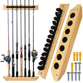 THKFISH Fishing Rod Racks Fishing Rod Holders for Garage Wood Fishing Pole Wall Rack Store 7 Fishing Rod Combos,1 Pair - color: Vertical Rod Rack