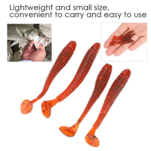 Akozon 50PCS Soft Plastic 5cm Fishing Lures, Ttail Grub Worm Bait, Fish Tackle Accessory in Vibrant Orange Color, Ideal for Fishing Enthusiasts - Pack of 50 - color: Red